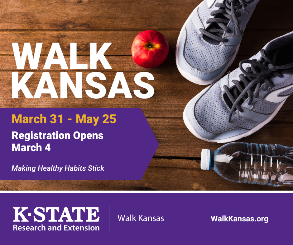 Walk Kansas Flyer Picture of Tennis shoes and registration link